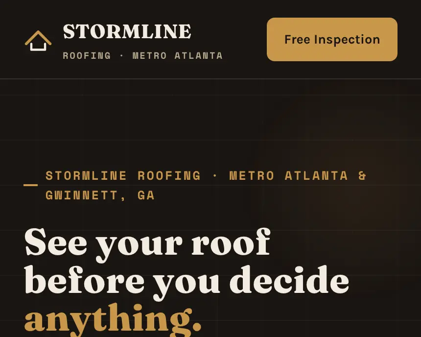 Demo de página para una compañía de roofing